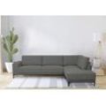Ecksofa PLACES OF STYLE "Xander, L-Form", grau, B:289cm H:85cm T:210cm, 68% polypropylene, 32% polyester, Sofas, Breite 289 cm, Webstoff, Soft-Touch Chenille, schwarze Metallfüßen