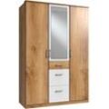 Kleiderschrank WIMEX "Click", weiß (plankeneichefarben, weiß), B:135cm H:199cm T:58cm, Schränke, Drehtürenschrank Kleiderschrank, mit Spiegel