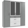 Kleiderschrank WIMEX "Click", weiß (weiß, beton, nachbildung lichtgrau), B:180cm H:199cm T:58cm, Schränke, Drehtürenschrank Kleiderschrank, mit Spiegel