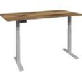 Schreibtisch MÄUSBACHER "Big System Office", silber (silber, plankeneiche, silber, plankeneiche), B:140cm, Tische, Breite 140 cm, elektrisch höhenverstellbar