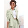 Kurzblazer LASCANA Gr. 34, grün (schilfgrün) Damen Blazer mit doppelreihigem Knopfverschluss, Damenblazer, sportlich-elegant