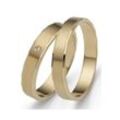 Trauring FIRETTI "Schmuck Geschenk Gold 375 Hochzeit Ehering "LIEBE"" Fingerringe Gr. 50, 0,01 ct SI = kleine Einschlüsse mit Brillant, Gelbgold 585, 4,0 mm, goldfarben (gelbgoldfarben) Made in Germany, wahlweise mit oder ohne Brillant