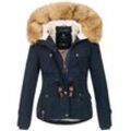 Winterjacke NAVAHOO "Pearl" Gr. L (40), blau (navy) Damen Jacken mit warmem Teddyfell