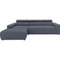 Ecksofa DOMO COLLECTION "Brandon große Ausführung B/T/H: 289/177/80 cm, auch in Leder und Cord", blau (dunkelblau), B:285cm H:80cm T:175cm, Luxus-Microfaser in Antikleder-Optik (100% Polyester), Luxus-Microfaser (100% Polyester), Kunstleder SOFTLUX, Sofas, mit Kopfteilverstellung, wahlweise Sitztiefenverstellung, L-Form