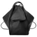 Cityrucksack X-ZONE Gr. B/H/T: 38cm x 33cm x 18cm, schwarz, Rindsleder, Leder, Strukturmuster, Rucksäcke, echt Leder, Made in Italy