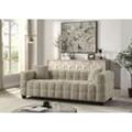 3-Sitzer ATLANTIC HOME COLLECTION "STELLA" Sofas Gr. B/H/T: 206cm x 63cm x 79cm, Luxus-Microfaser Teddyoptik, braun (creme-braun) inkl. 2 Zierkissen und mit modernem Teddy Stoff