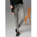 Leggings ANISTON CASUAL Gr. 34, N-Gr, grau (schwarz, weiß, gelb), Damen, Jersey, Sweatware, Obermaterial: 65% Polyester, 30% Viskose, 5% Elasthan, kariert, Hosen, im Karo-Dessin