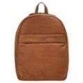 Laptoprucksack X-ZONE Gr. B/H/T: 30cm x 23cm x 8cm, braun (cognac), Rindsleder, Leder, unifarben, Rucksäcke, echt Leder