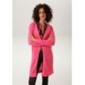 Strickjacke ANISTON CASUAL Gr. 36, pink Damen Strickjacken lange im trendigem Netzstrickmuster