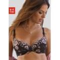 Bügel-BH LASCANA "Wanda", Damen, Gr. 75, Cup D, rosa (schwarz, rose), Spitze, Obermaterial: 82% Polyamid, 12% Polyester, 6% Elasthan, sexy, BHs, mit Zierschnürung und Stickerei Spitze, Dessous