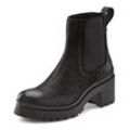 Chelseaboots LASCANA, Damen, Gr. 38, schwarz, Obermaterial: 100% Ziegenleder. Futter: 85% Textilmaterial, 15% Lederimitat. Decksohle: 100% Lederimitat. Laufsohle: 100% Synthetik, unifarben, casual, Schuhe Chelseaboots Schlupfboots, aus Leder mit modischem Blockabsatz, Ankle Boots, Stiefelette