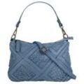 Umhängetasche SAMANTHA LOOK Gr. B/H/T: 24cm x 22cm x 5cm onesize, blau Damen Taschen Handtasche echt Leder, Made in Italy