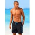 Badeshorts S.OLIVER, Herren, Gr. M (50), N-Gr, schwarz, Microfaser, Polyester, Badehosen, mit trendigem Logoprint