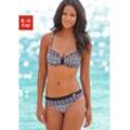 Bügel-Bikini LASCANA, Damen, Gr. 36, Cup E, bunt (schwarz, bunt), Polyamid, Ethnomuster, gemustert, bedruckt, Bikini-Sets, mit unifarbener Schlaufe zwischen den Cups