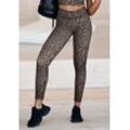 Leggings LASCANA ACTIVE Gr. 32/34, N-Gr, braun, Damen, Obermaterial: 79% Polyester, 21% Elasthan, animal-print, Hosen, mit allover Druck