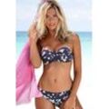 Bügel-Bandeau-Bikini LASCANA Gr. 34, Cup E, blau (marine, bedruckt) Damen Bikini-Sets mit Wickeloptik