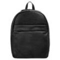 Laptoprucksack X-ZONE Gr. B/H/T: 30cm x 23cm x 8cm, schwarz, Rindsleder, Leder, unifarben, Rucksäcke, echt Leder