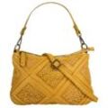 Umhängetasche SAMANTHA LOOK Gr. B/H/T: 24cm x 22cm x 5cm onesize, gelb Damen Taschen Handtasche echt Leder, Made in Italy