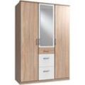 Kleiderschrank WIMEX "Click", weiß (struktureichefarben hell, weiß), B:135cm H:199cm T:58cm, Schränke, Drehtürenschrank Kleiderschrank, mit Spiegel