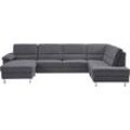 Wohnlandschaft CALIZZA INTERIORS "Onyx U-Form", grau (09 anthrazit), H:90cm, Microfaser 100% Polyester, Sofas, wahlweise mit Bettfunktion und Bettkasten