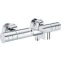 Wannenarmatur GROHE "Precision Get" Armaturen Gr. B/H/T: 29,8 cm x 7 cm x 10,7 cm, Thermostat-Wannenbatterie, grau (chromfarben) Wannenarmaturen mit Wassersparfunktion