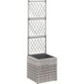 Hochbeet mit Rankgitter 1 Topf 30x30x107 cm Poly Rattan Grau