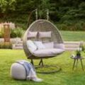 Home Deluxe Polyrattan Hängesessel TWIN - Grau