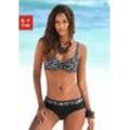 Bügel-Bikini LASCANA, Damen, Gr. 36, Cup E, schwarz (schwarz, bedruckt), Polyamid, bedruckt, Bikini-Sets, im grafischen Druckdesign