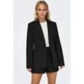 Kurzblazer ONLY "ONLPEACH L/S FIT BLAZER TLR NOOS", Damen, Gr. 34 (XS), schwarz, Web, Obermaterial: 94% Polyester, 6% Elasthan, unifarben, modisch, slim fit, V-Ausschnitt, Langarm, Blazer