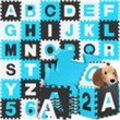 Kidiz® 86 teilige Puzzlematte Kinderspielteppich Spielmatte Spielteppich Schaumstoffmatte Kinderteppich Puzzle Zahlen und Buchstaben Schutzmatte Blau