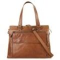 Shopper SPIKES & SPARROW "LAPTOP SHOULDERBAG", Damen, Gr. B/H/T: 39cm x 28cm x 9cm onesize, braun (cognac), Leder, unifarben, Taschen, echt Leder