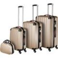 tectake® Hartschalenkoffer-Set, 4-teilig, 3 Trolleys und Beauty-Case aus robustem ABS-Kunststoff, abteilbarer Innenraum, mit Sicherheits-Zahlenschloss