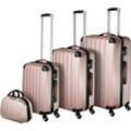 tectake® Hartschalenkoffer-Set, 4-teilig, 3 Trolleys und Beauty-Case aus robustem ABS-Kunststoff, abteilbarer Innenraum, mit Sicherheits-Zahlenschloss