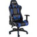 tectake® Racing Gaming Stuhl, ergonomische Form, mit verstellbarer Rückenlehne, Kunstlederbezug, abnehmbares Nacken- und Lendenkissen, Belastbarkeit 120 kg