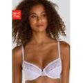 Bügel-BH LASCANA, Damen, Gr. 70, Cup B, weiß, Microtouch, Spitze, Obermaterial: 89% Polyamid, 11% Elasthan, feminin, BHs, mit dezent transparenter Spitze, Dessous