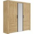 Kleiderschrank GAMI "Sofia", gold (eiche goldfarben), B:223cm H:222cm T:58cm, Spanplatte, Schränke, Kleiderschrank Drehtürenschrank, Inneneinteilung : 1/3 Tablare, 2/3 Hänge