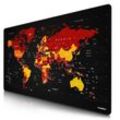 Titanwolf Gaming Mauspad, XXXL Speed Mousepad 1200 x 600 mm, Geschwindigkeit & Präzision, Weltkarte rot