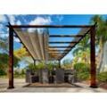 Paragon Outdoor - Almuiminium Pergola Florenz Pavillon mit ausziehbarem Sonnensegel holzoptik cocoa 350 x 505 x 236 cm (l x b x h)