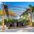 Paragon Outdoor Almuiminium Pergola Florida Pavillon mit ausziehbarem Sonnensegel holzoptik 350 x 350 x 235 cm (L x B x H)