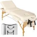 tectake® 3 Zonen Massageliege, Polsterung 10 cm, mit Holzgestell, verstellbare Ablagen für Kopf und Arme, 218 x 102 x 65 - 90 cm