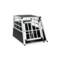 tectake® Hundetransportbox single, mit gerader Rückwand, verschließbare Gittertür, mit schützenden Kunststoffecken