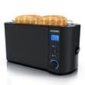 Arendo Toaster Edelstahl Langschlitz 4 Scheiben, integrierter Brötchenhalter, Bräunungsstufen 1-6, Brotzentrierung, automatisch Abschaltung, Display