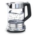 Arendo Wasserkocher 1,5 l, 2200 W, Edelstahl & Glas mit Basisstation, Temperatureinstellung 70° C - 100° C