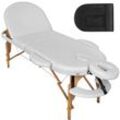 tectake® 3 Zonen Massageliege, oval, Polsterung 5 cm, mit Holzgestell, verstellbare Ablagen für Kopf und Arme, 230 x 104 x 62,5 - 85 cm