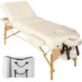 tectake® 3 Zonen Massageliege, Polsterung 7,5 cm, Breite 70 cm mit Holzgestell, verstellbare Ablagen für Kopf und Arme, 218 x 102 x 65 - 90 cm