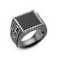 Fingerring HECHTER PARIS "Schmuck Geschenk Silber 925 Herrenring Farbstein Edelstein" Fingerringe Gr. 60, Silber 925 (Sterlingsilber), 7 mm, silberfarben (silberfarben, schwarz, schwarz) Herren mit Onyx oder Tigerauge