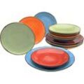 Tafelservice CREATABLE "Geschirr-Set NATURE COLLECTION Mediterran" Geschirr-Sets Gr. 12 tlg., bunt (orange, blau, grün, feuerrot) Service, 12 Teile, für 4 Personen