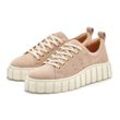 Sneaker ELBSAND Gr. 37, beige (beige, rosé) Damen Schuhe Freizeitschuh, Schnürhalbschuh, Halbschuh aus Leder mit Plateausohle