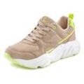 Sneaker LASCANA Gr. 36, gelb (gelb, beige) Damen, Schuhe mit leichter Chunky-Sohle und herausnehmbarer Innensohle