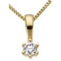 Ketten-Anhänger FIRETTI "Schmuck Geschenk Gold 750 Halsschmuck Anhänger Halskette Solitär" Schmuckanhänger Gr. 0,1 ct P2 = erkennbare Einschlüsse, Gelbgold 585-Diamanten, 0,35 g, goldfarben (gelbgoldfarben, gw=getöntes, weiß) Damen mit Brillant in Krappenfassung